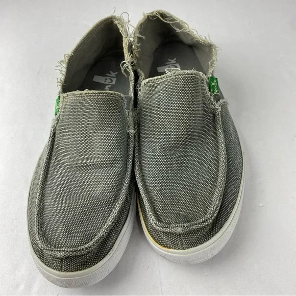 Sanuk Womens 10 Cabrio Gray Canvas Slip On Loafers - Picture 3 of 5